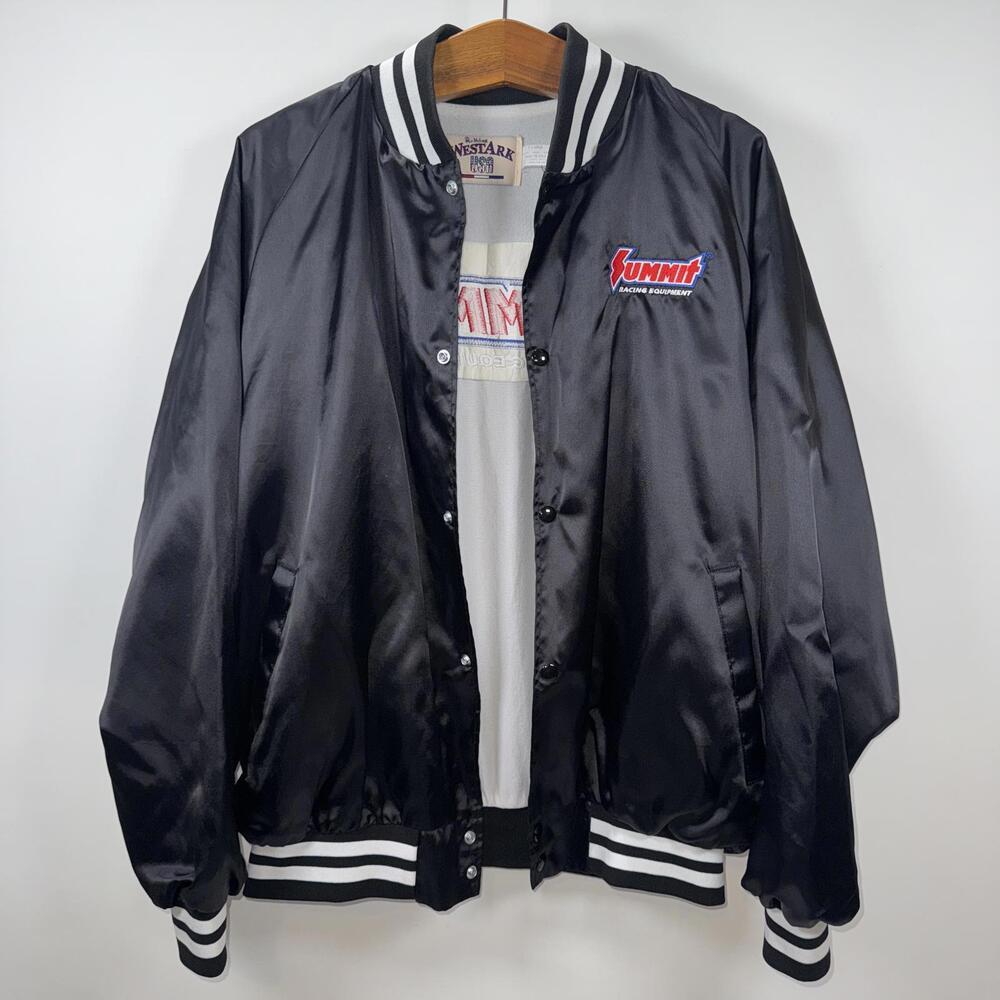 VTG 90’s Westark black satin Summit Racing Bomber Jacket - XL